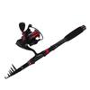 Fishing Rod Set Black Red Carbon Telescopic Fishing Rod GA3000 Spinning Reel with Line Bait Hooks for Saltwater