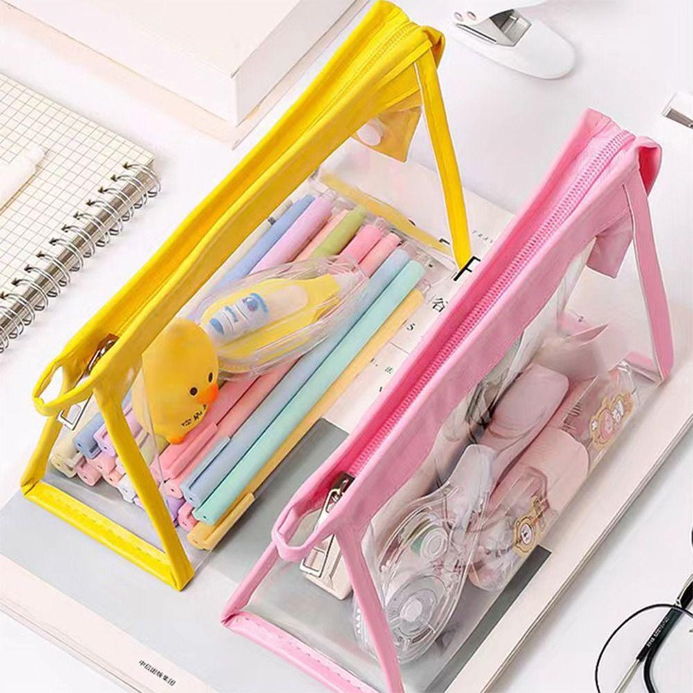 Waterproof Pencil Case PVC Stationery Storing Bag Simple Stationery Bag  Gift