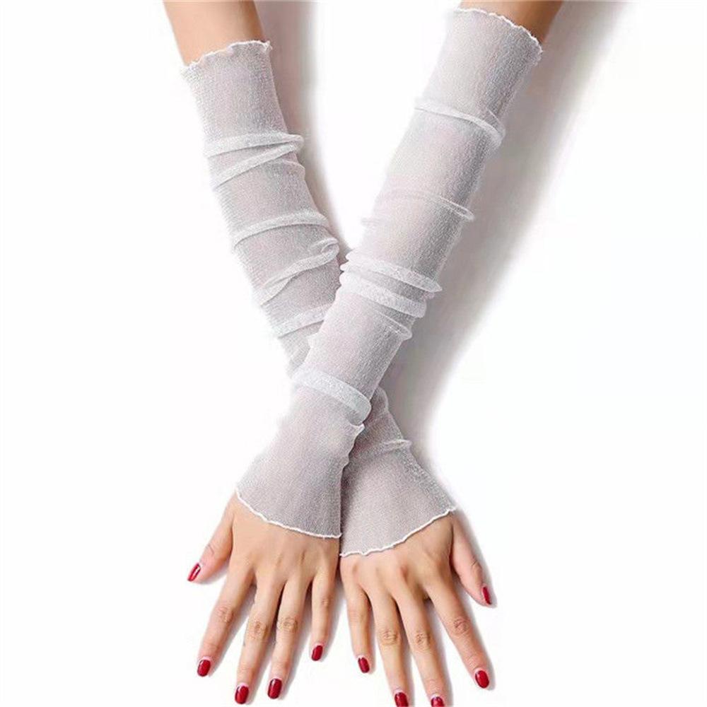 

Летние модные женские марлевые солнцезащитные перчатки с рукавами, женские тонкие длинные грелки без пальцев, солнцезащитный крем, дышащие варежки с УФ-излучением