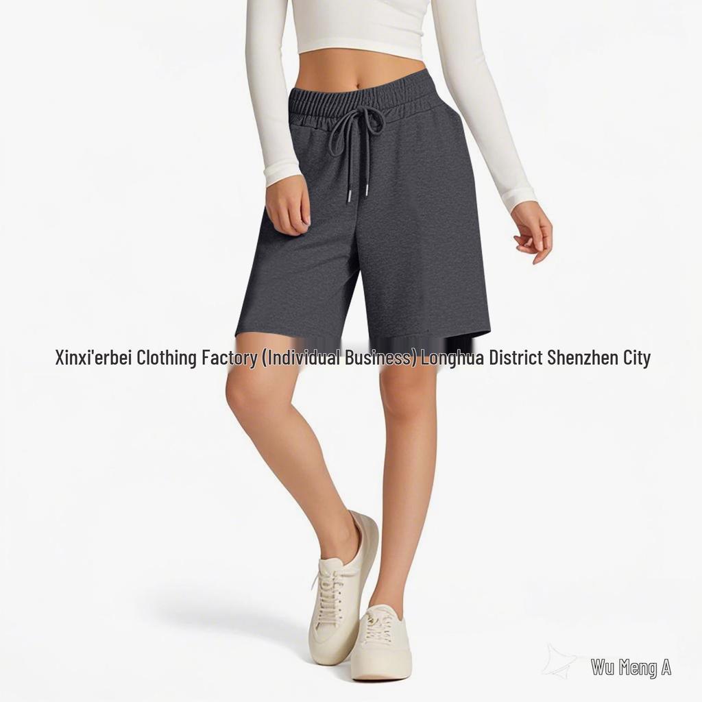 2025 Summer High Waist Drawstring Solid Color Casual Women's Shorts - Loose & Versatile Sporty Style