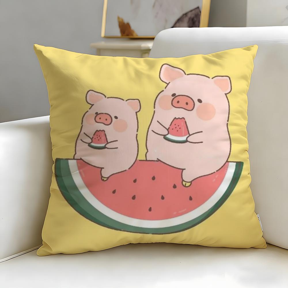 popular cartoon character pig pink Lulu Cushion Cover Soft & Easy-Wash Pillow Case – Versatile for Couch, Bed, Travel and Office