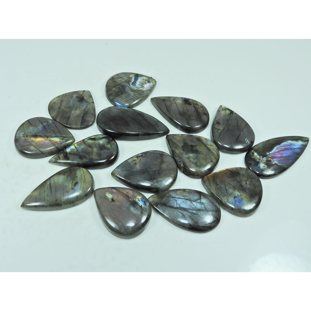 286Cts. Natural Purple Labradorite Pear Cabochon Loose Gemstone 14Pcs Lot C-3792