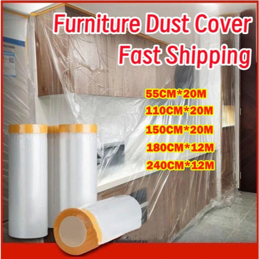 Durable Pre-Taped Masking Film Transparent Furniture Dust-proof New Automotive Paint Coverage