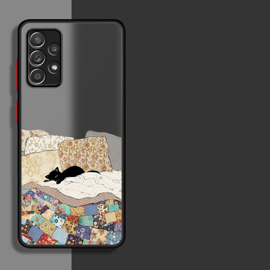Creative Art Cat Case for Samsung Galaxy A53 A52S A72 A34 A36 A56 A55 A16 A15 A54 A14 A23 A73 A33 A17 A52 A35 Phone Cover