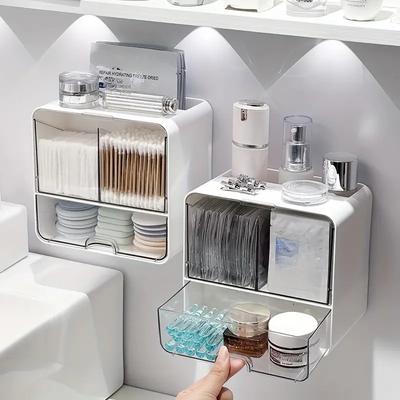 1 Room Bathroom Waterproof Wall-mounted Cosmetic Storage Box with Drawer Hair Accessories Storage Box