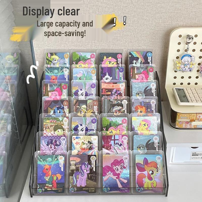 Translucent Gray Acrylic Multi-Layer Card Storage Box for Ultraman, Yu-Gi-Oh!, and My Little Pony Cards