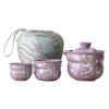 Gilded Silver Peony Wrapped Lotus Gourd Travel Tea Set Purple Ru Kiln Can Raise Ceramic Kuaike Cup Outdoor Camping Tea Gifts