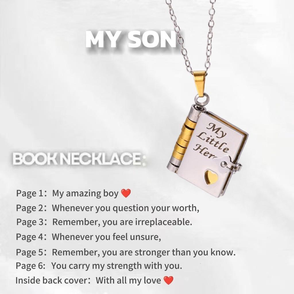 Engraved Titanium Steel Necklace - Fade-Resistant, Emotional Book Pendant, Women's Clavicle Chain Jewelry 