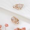 Luxus Roségold Kristall Blume Ohrringe Ring Sets für Frauen Natürlicher Zirkon Braut Hochzeit Vintage Schmucksets