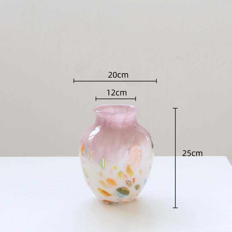 

Pink Gradient Glass Vase Hydroponics Terrarium Color Spot Flower Vase Glass Floral Arrangement Home Decoration Accessories