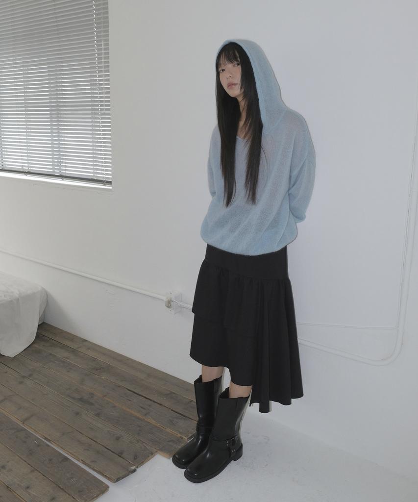 Mosyupamosyu See-Through Hooded Knit [Sky Blue]