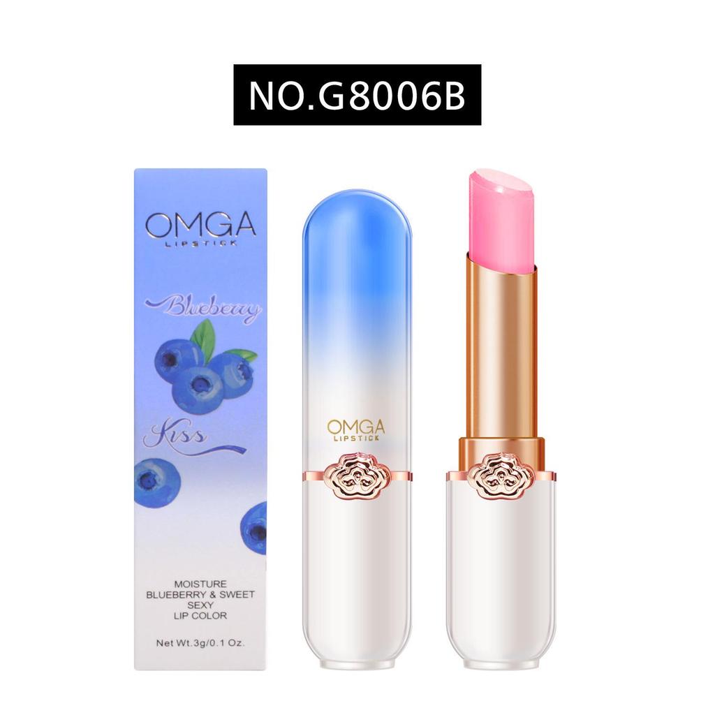 OMGA Burrocacao Gel Color-Cambiante Idratante - Pesca Lipstick Impermeabile Adattabile alla Temperatura
