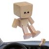 Car Ornament Shaking Feet Wooden Doll with Magnetic Base 12 Changeable Expression Cute Accessories Auto Interior decoration