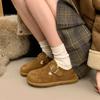 Women's new winter velvet outer cotton shoes with one pedal, fluffy shoes, non-slip soft-soled Doudou shoes