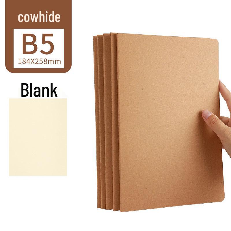 16k Simple Cowhide Paper Stitched A4 Large Lined B5 High School Blank English Grid Notebook