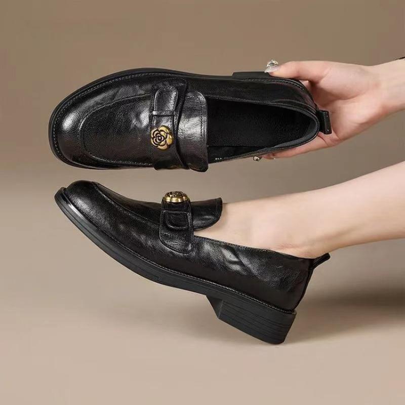 Нескользящая Ультрамягкая Обувь - Весенне-Летний Новый Стиль Толстоподошвенные Однобортные Туфли для Женщин 35 чёрный