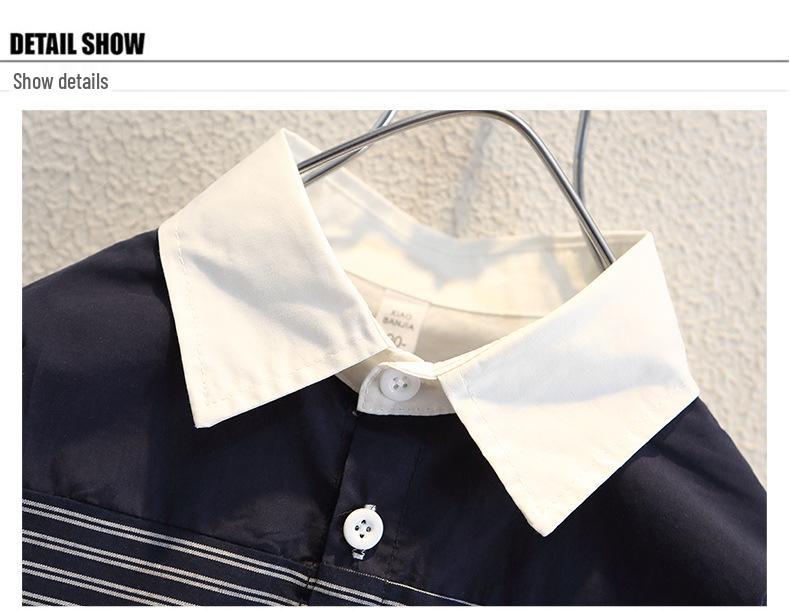 Boys' Handsome Striped Long-Sleeve Shirt, New 2025 Spring/Autumn Trend, Small to Medium Sizes
