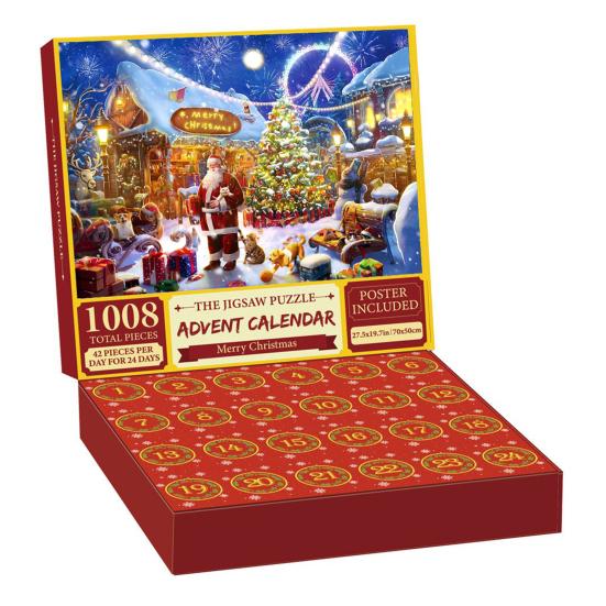 Christmas Advent Calendar Puzzle 1000 Christmas Countdown Jigsaw Puzzle Winter Santa Snowman
