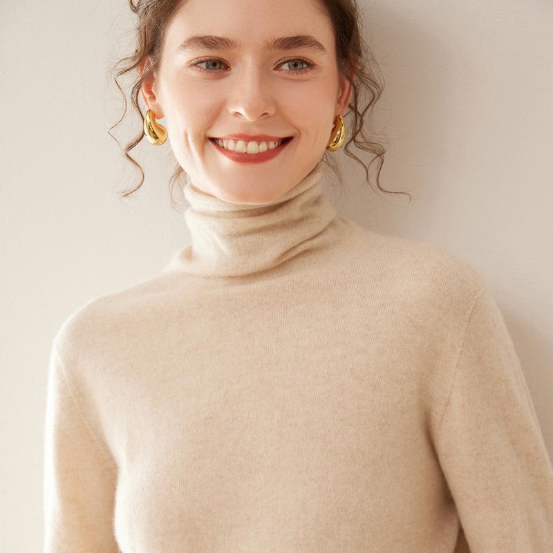 Women's Soft Cashmere Turtleneck Sweater - Stylish and Comfortable Knitwear for Fall and Winter