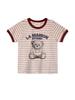 LA MAISON STUDIO Maison Bear Friends Stripe Ringer Short Sleeve Deepred(Fcg2Ts763W)