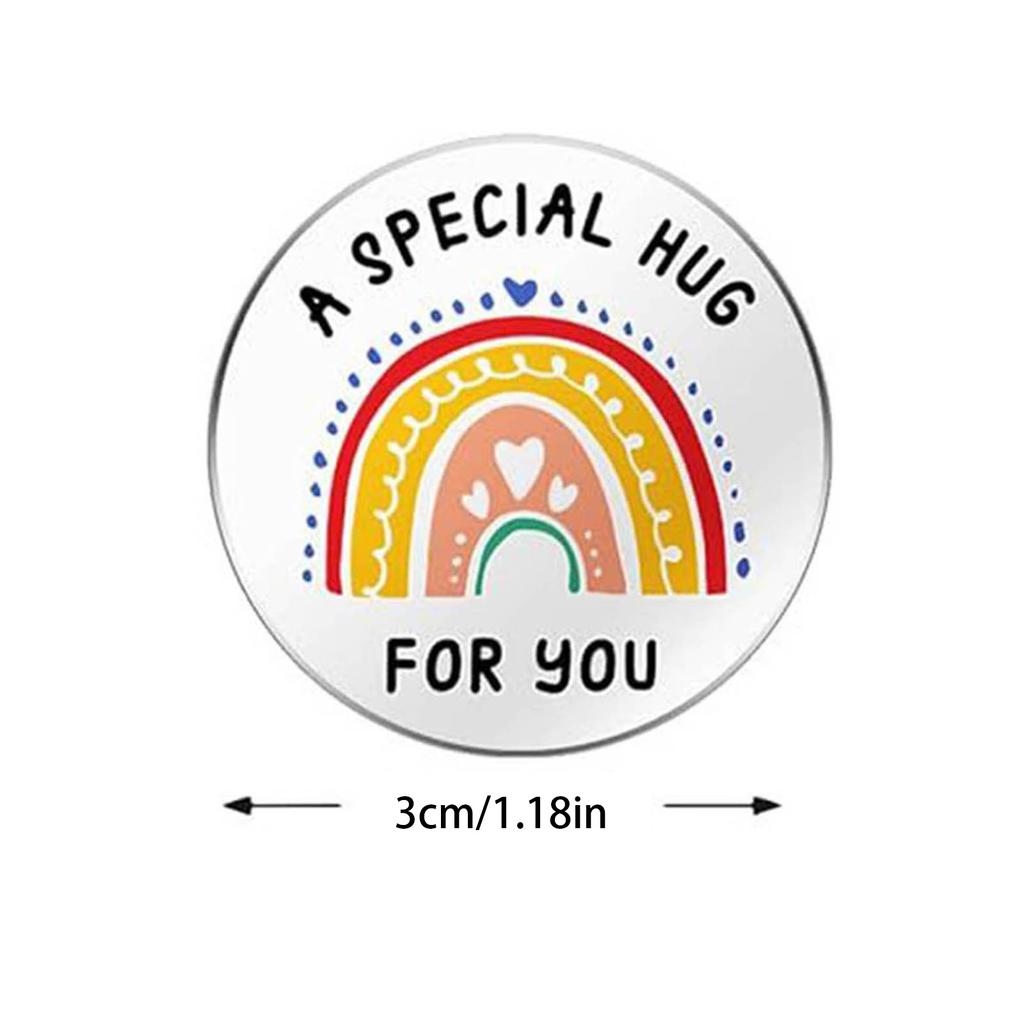 Pocket Hug Token A Special Hug for You Coin Stainless Steel Double Sided Inspirational Gift with PU Leather Keychain