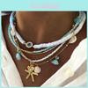 Soft Clay Bead Necklace With Star Shell Pendant For Women