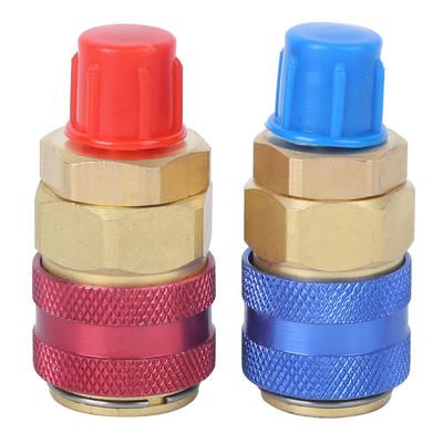 Conector cu Cuplare Rapidă pentru Aer Condiționat Adaptoare din Alamă pentru R134A Partea Înaltă Joasă Roșu Albastru