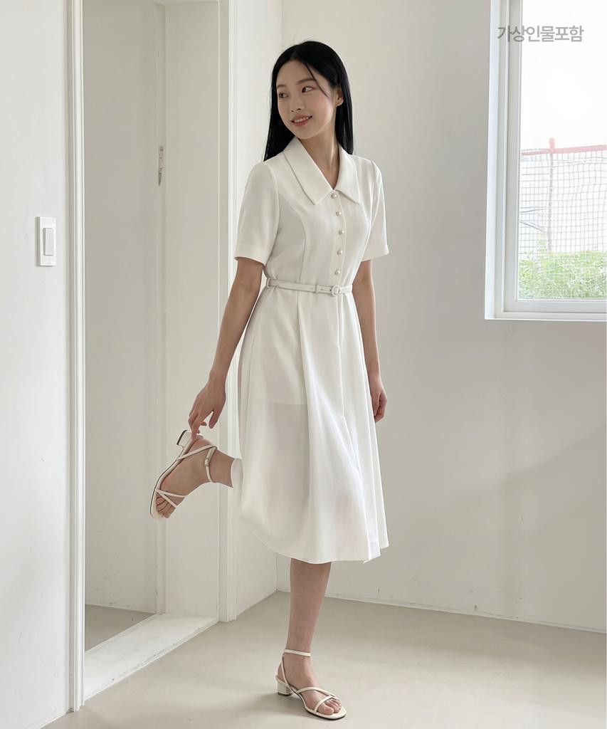 ROEM Short Sleeve Flare Long Dress Rmowg24S12