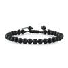 6mm Natural Stone Men Bracelets Charm Tiger Eye Black Beads Bracelet Braided Bangle Adjustable Charm Women Yoga Jewelry Pulseras