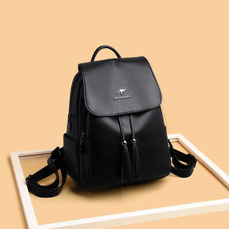 Schoolbag1011 New Women's Backpack Simple Versatile Tassel Large Capacity Mom Travel Backpack Student Backpack 1188