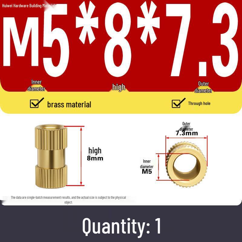 Zwei-Wege-Spritzguss Kupfer Rändelmuttereinsatz (M2-M8)