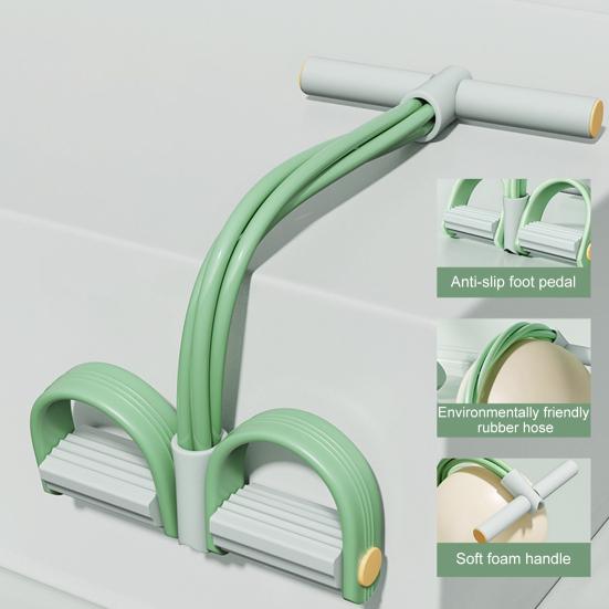 4-Tube Pedal Resistance Band with Handle Multifunction Tension Rope Yoga Sit-up Training Pedal Puller Body Stretching Trainer