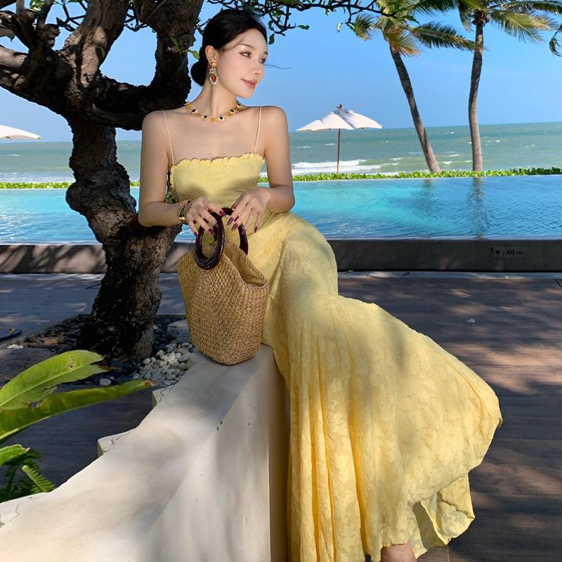 Elegant Waist Evening Dress Suspender Dress Vacation Feeling Senior Travel Vacation Dress
