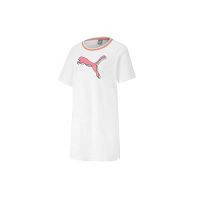 Puma Šventinis spalvų blokų logotipu margintas trumpomis rankovėmis suknelė Moteriškos suknelės Balta 585049-02