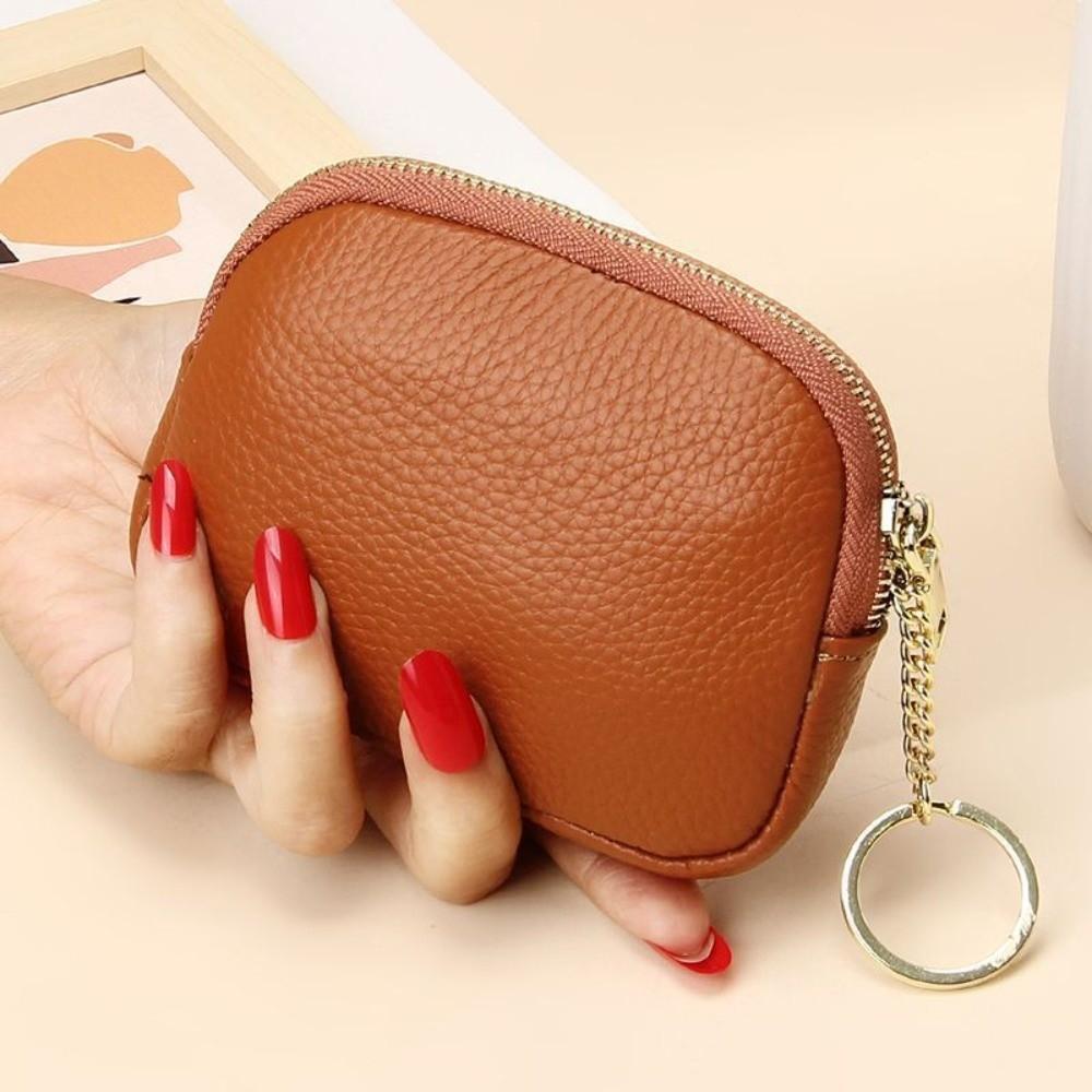 

Portable PU Leather Short Wallet Zipper Multiple Card Slots Card Holder Multi-purpose Coin Purse Women коричневий