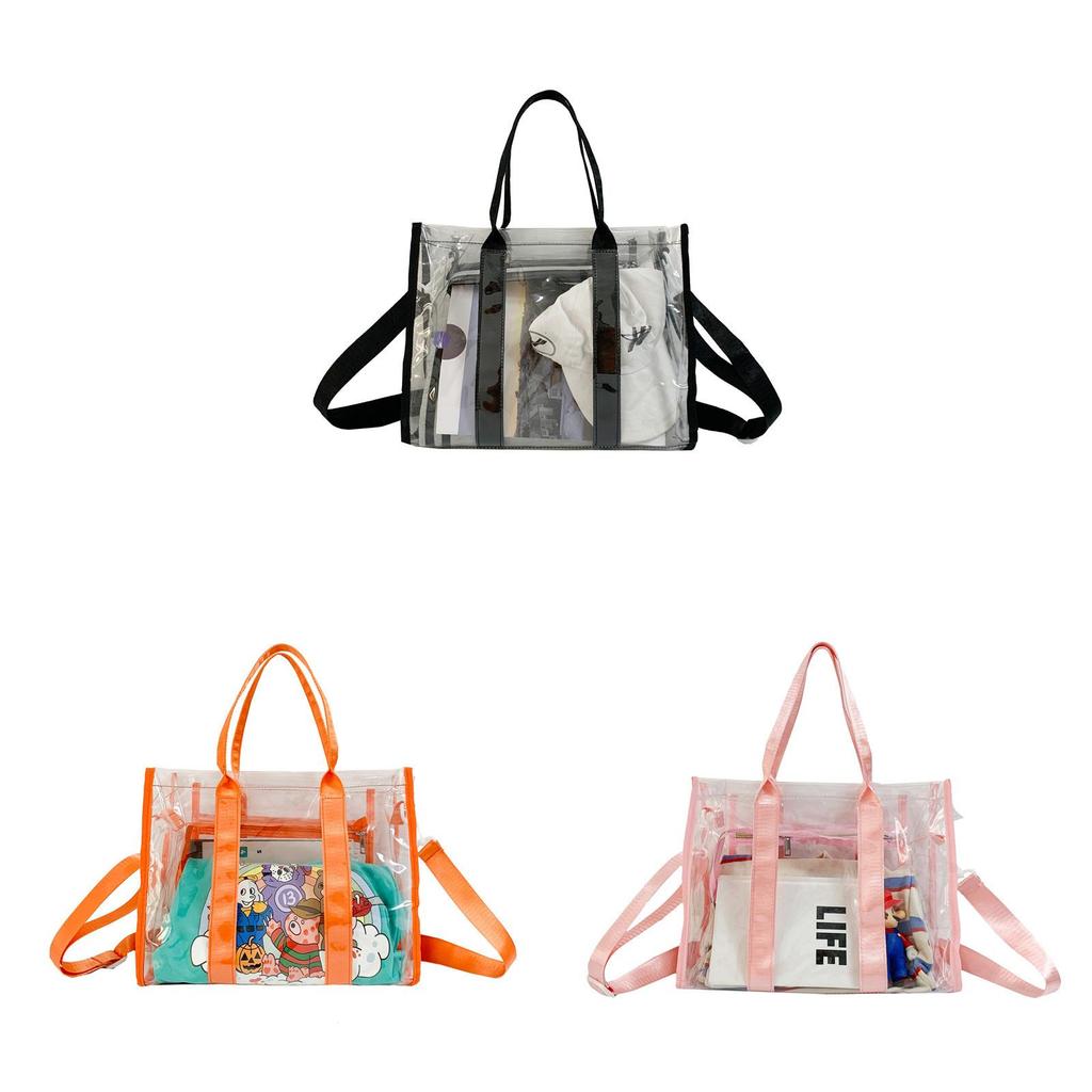 Pvc Transparent Beach Bag With Inner Zipper Pocket For Summer Outings