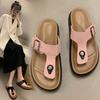 Thick Soled, Slipper, Summer, Outerwear, Toe Clip, Flat Strap, Adjustable, Square Buckle, Thick Soled Slipper, Flip Flops