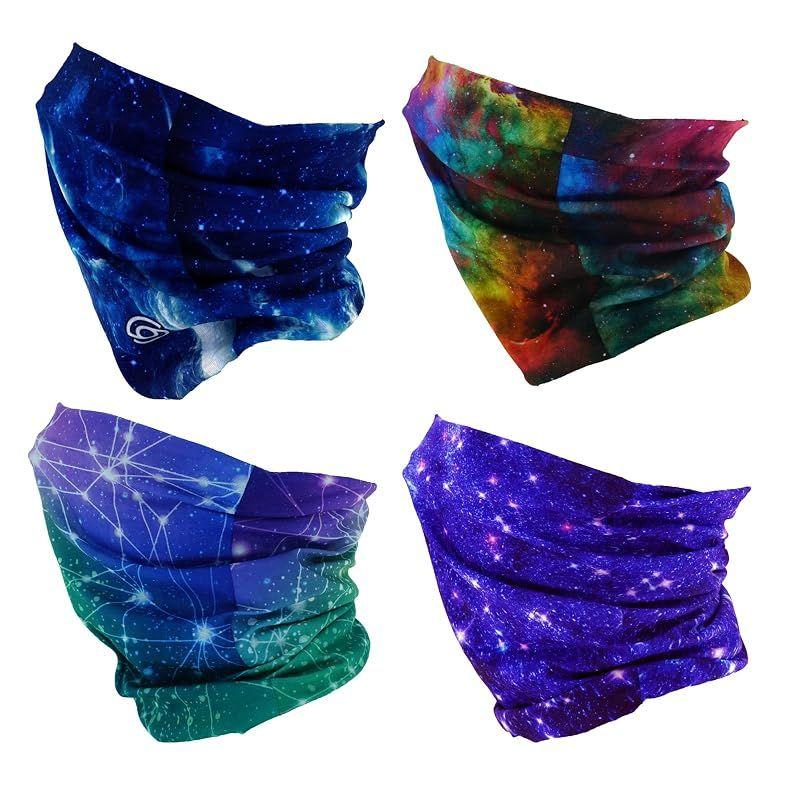Used [NEW] [SMEHCF] Multipurpose Bandana 4pcs for Women Men Headband Balaclava Hair Head Scarf Face Half Airsoft Paintball Mask Neck Gaiter