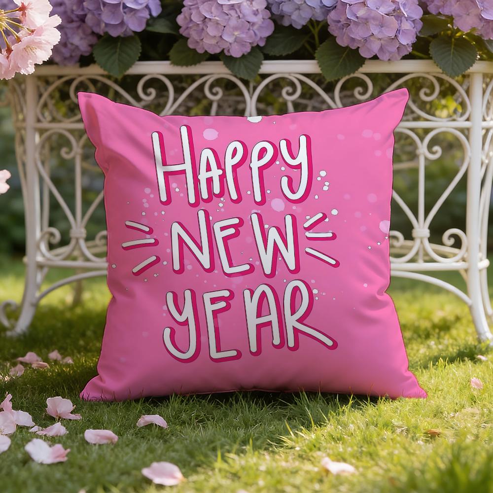 Holiday New Years Day Cushion Cover Home Car DualScene Pillow Cover Reversible for Premium Comfort