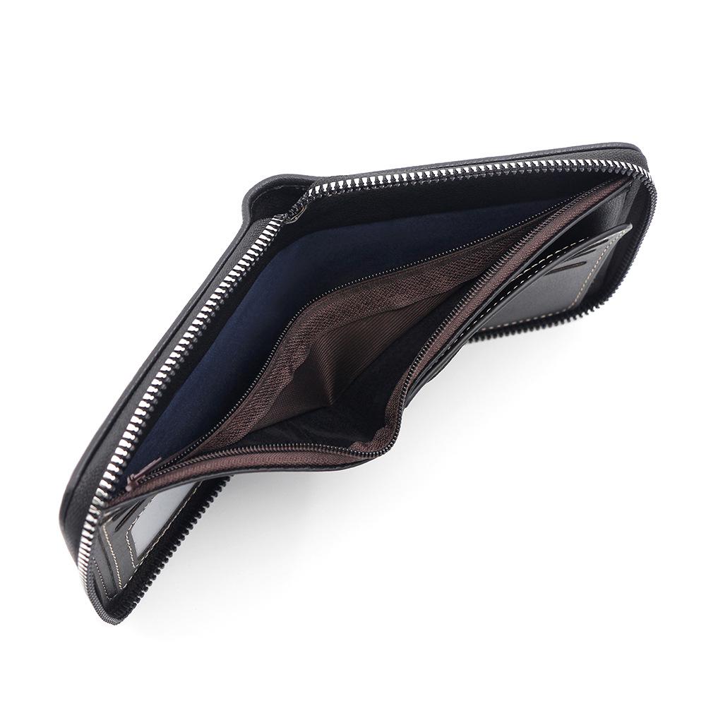 European-American Retro Men's Tri-fold Rugby Wallet with Chain and Multi-card Holder