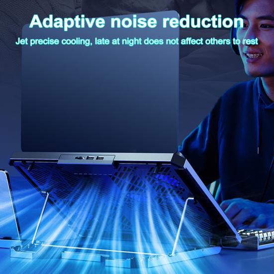 Laptop Cooling Pad with 8 Cooling Fans Height Adjustable Strong Airflow Low Noise USB Powered Laptop Cooler Stand Notebook Cooler