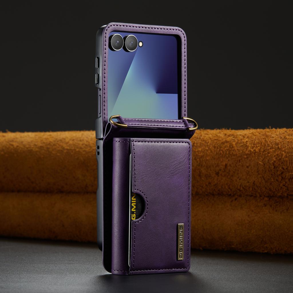 Retro Auto Leather Phone Case for Samsung Galaxy Z Flip 7 Flip6 RFID Blocking Hinge Protection Buckle Card Holder Wallet Cover