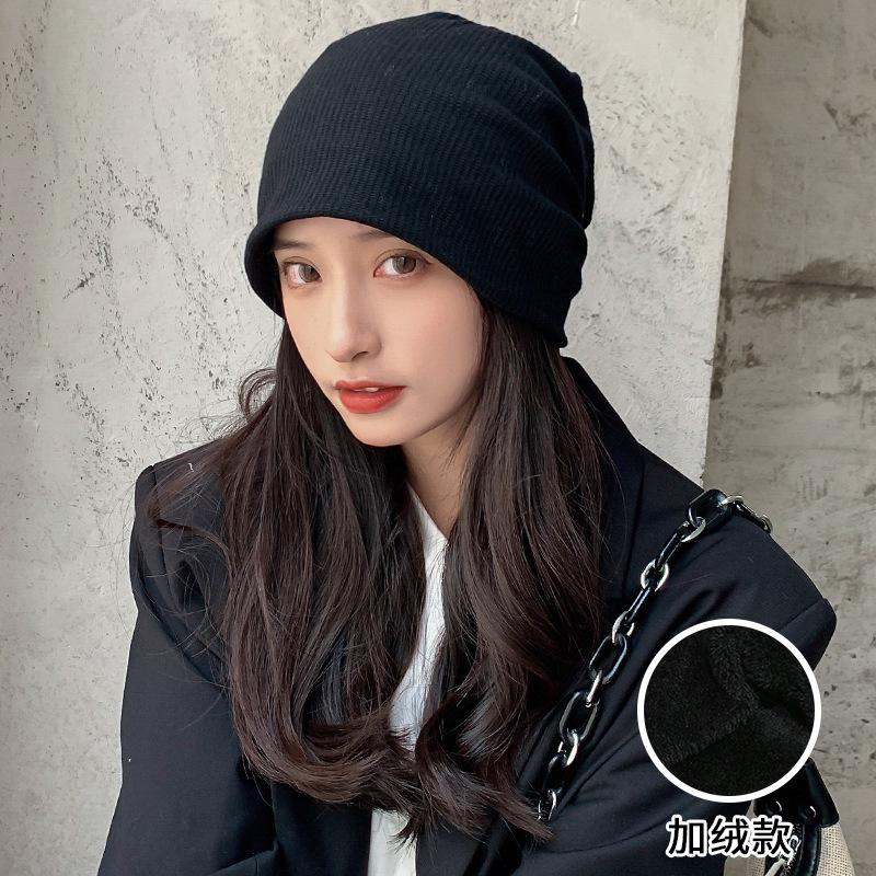 New big head circumference pile hat men's spring and autumn pullover hat bag head knitted hat hip hop cold hat wool hat women