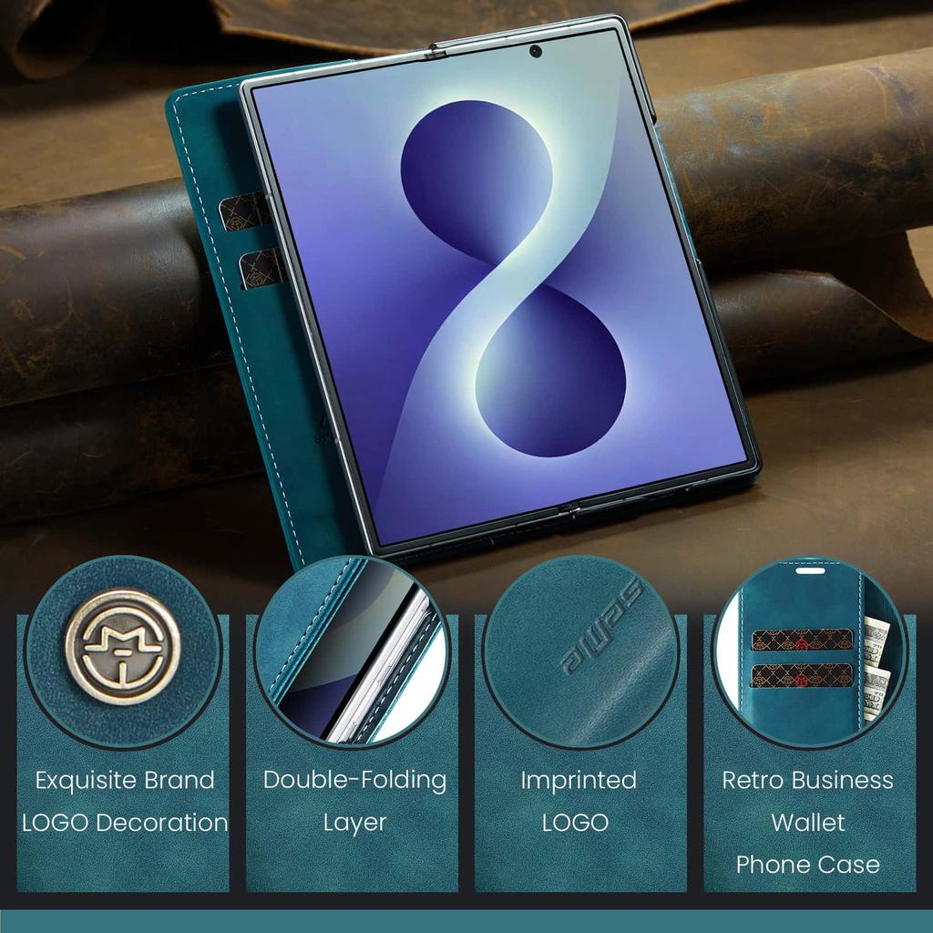 Leather Flip Wallet Case for Samsung Galaxy Z Fold 8 Ultra Magnetic Folio Card Holder Kickstand Shockproof TPU Protective Cover