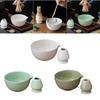 2Pcs Ceramic Matcha Bowls and Whisk Holder Portable 500ml Ceramic Matcha Bowl for Party Bedroom Table Office Dining Room