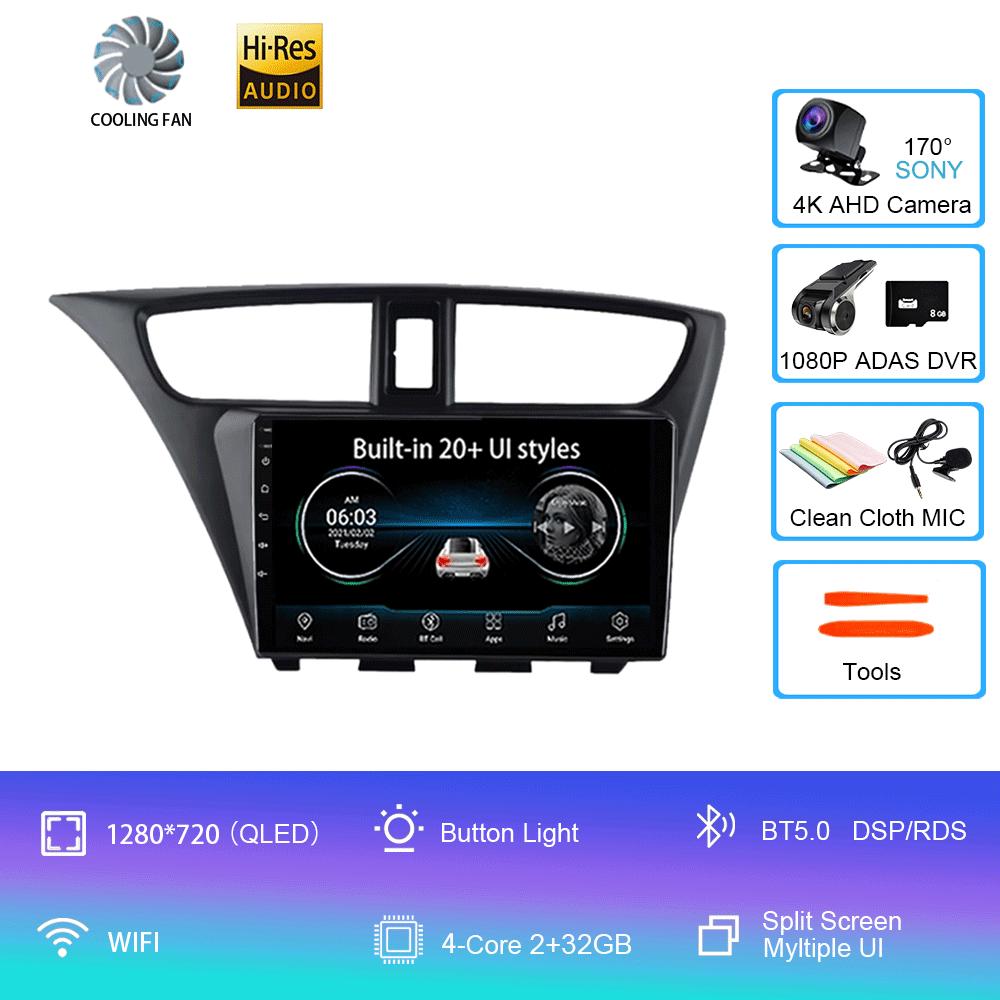 For Honda CIVIC Hatchback 2012 - 2017 Car AutoRadio Android Multimedia Video Player Navigation GPS Stereo HU No 2 Din 2din