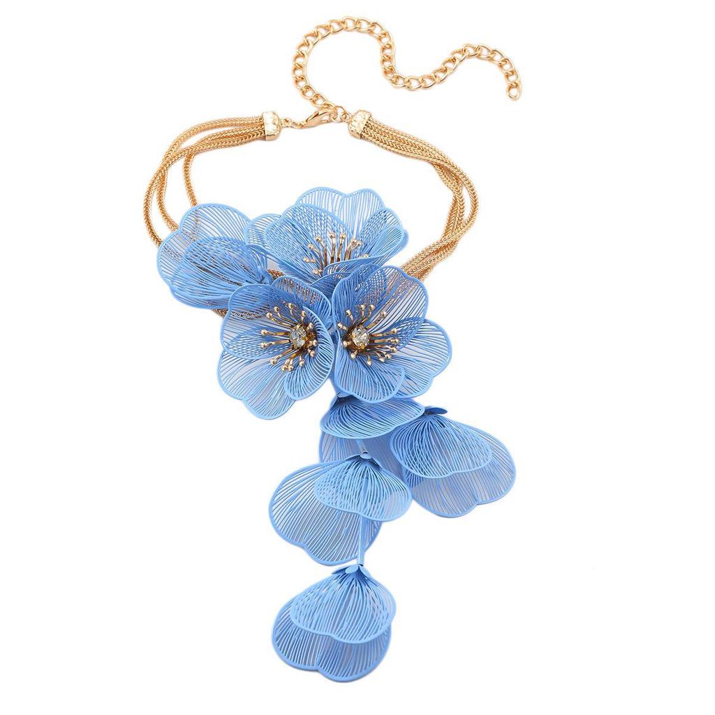 Elegant Floral Bridal Necklace - Luxurious Long Floral Design for Weddings