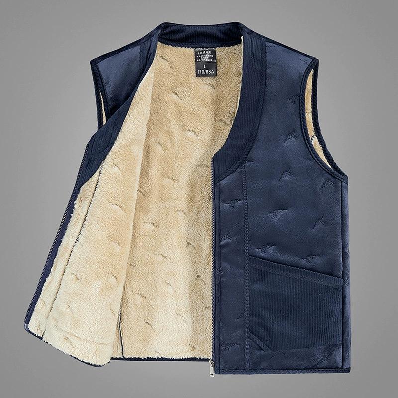 Fashion Clothing Men's Thickened Wool Top Winter Plush Lined Vests male Men's Warm Cashmere vests Sleeveless Zipper Coat Men's