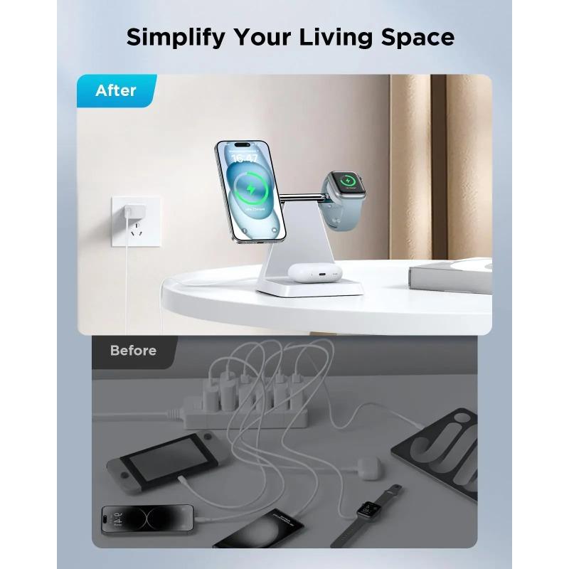 Magnetic Wireless Charger for iPhone -3-in-1 Magnetic Safe Charging Station for Various Devices