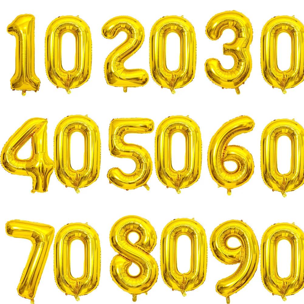 2pcs 40 Inch Number Figure Foil Balloon16 18 20 21 25 30 35 40 Years Adult Old Birthday Party Anniversary Decoration Air Balloon